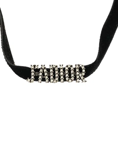 Dior Velvet Crystal J'a Choker Necklace (authentic Pre-loved) In Black