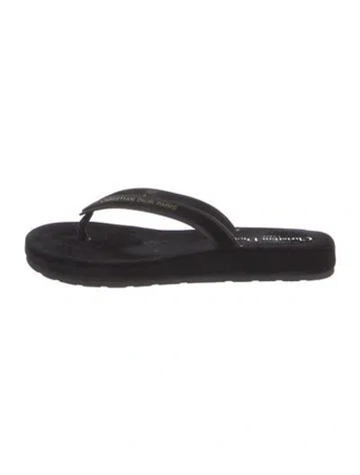 Pre-owned Dior Velvet Flip Flops In Black