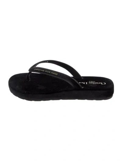 Pre-owned Dior Velvet Flip Flops In Black