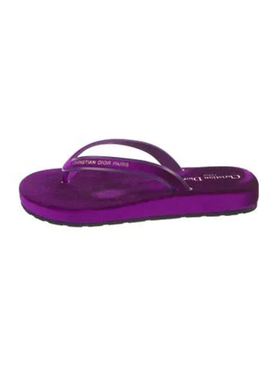 Pre-owned Dior Velvet Flip Flops In Purple
