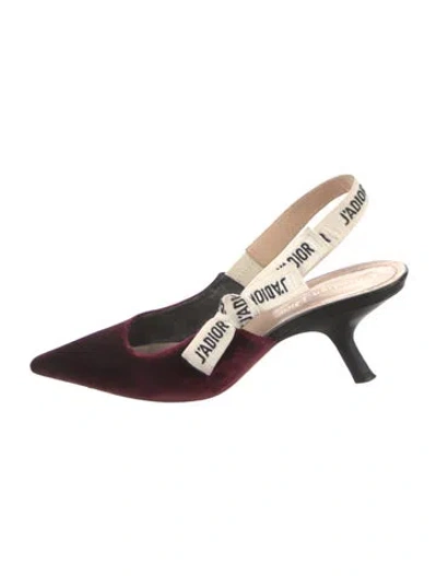 Pre-owned Dior Velvet Printed Slingback Pumps In Burgundy