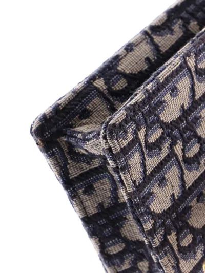 Pre-owned Dior Vertical Saddle Chain Pouch Oblique Canvas Clutch Bag In Blue