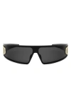 Dior Very M1u 91mm Mask Sunglasses In Shiny Black/smoke