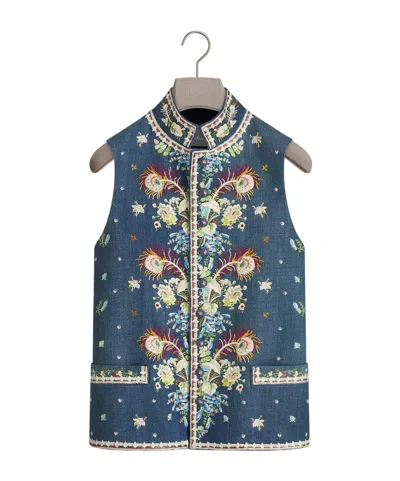 Dior Vest With  Flower Embroidery In Blue
