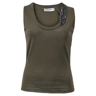 Dior Vest With Sequined Details In Brown Cotton In Green