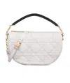 Dior Vibe Hobo Medium Sheep Leather Rattan Pattern Shoulder Bag In White