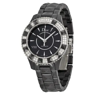 Dior Viii Automatic Diamond Black Ceramic Ladies Watch 1235e0c001 In Black / Skeleton