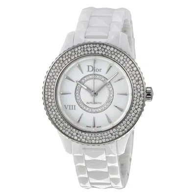 Dior Viii Diamond Studded Automatic Ladies Watch Cd1245e5c001 In Mother Of Pearl / White