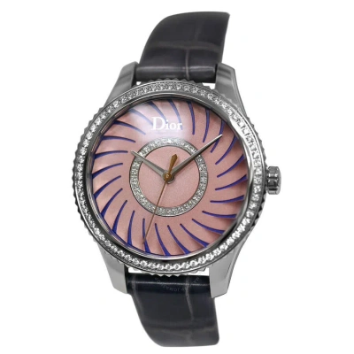 Dior Viii Montaigne Quartz Diamond Pink Dial Ladies Watch Cd152113a001 In Black / Pink
