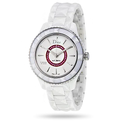 Dior Viii White Dial Ceramic Ladies Watch Cd1245efc001 In Pink / White