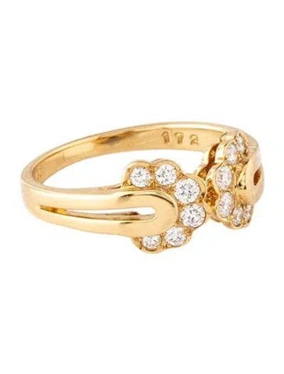 Pre-owned Dior Vintage 18k Diamond Bow Ring In Multicolor