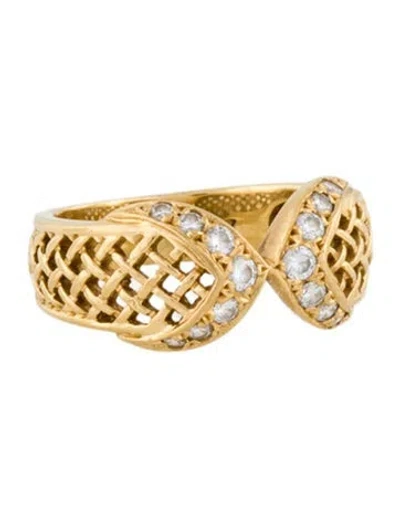 Pre-owned Dior Vintage 18k Diamond Lattice Ring In Multicolor