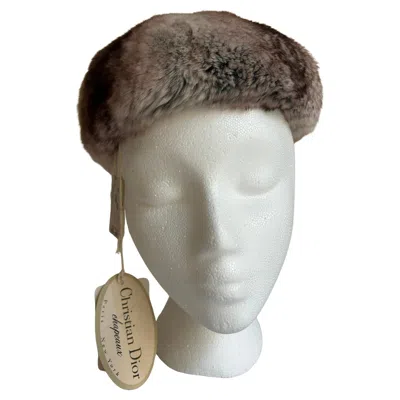Pre-owned Dior Vintage 1960s Christian  Grey And Burgundy Fur Hat Unworn In Red