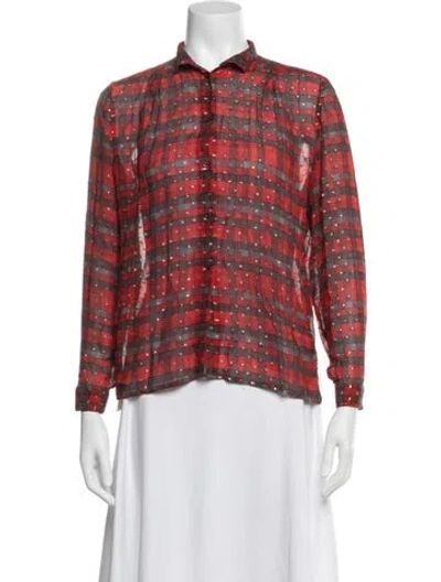 Pre-owned Dior Vintage 1970's Button-up Top In Red