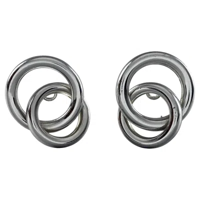 Pre-owned Dior Vintage 1970 Christian  Double Hoop Silver Earrings In Multi