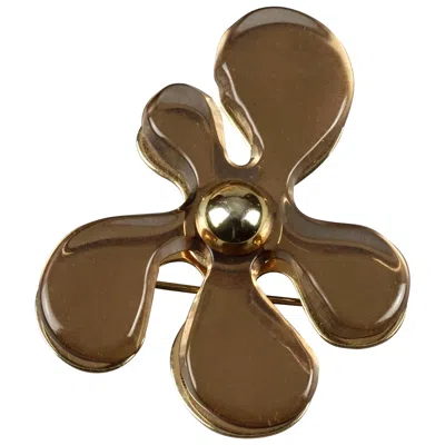 Pre-owned Dior Vintage 1971 Christian  Lucite Flower Brooch In Brown