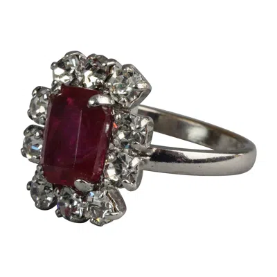 Pre-owned Dior Vintage 1971 Christian  Red Rhinestone Ring