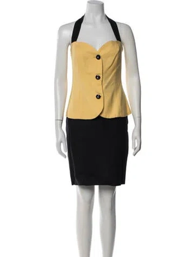Pre-owned Dior Vintage 1980's Skirt Set In Black/yellow