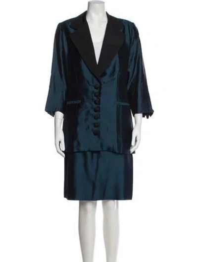 Pre-owned Dior Vintage 1980's Skirt Suit In Blue