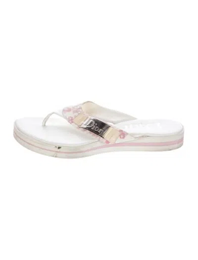 Pre-owned Dior Vintage 2000's Flip Flops In Pink/white