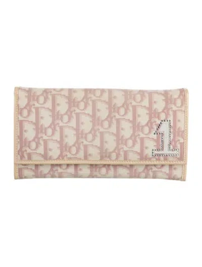 Pre-owned Dior Vintage 2001 Continental Wallet In Neutrals/pink