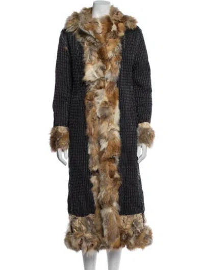Pre-owned Dior Vintage 2001 Fur Coat In Blue