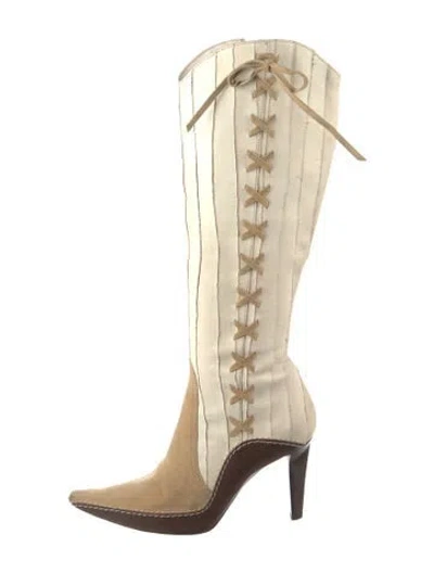 Pre-owned Dior Vintage 2001 Western Boots In Neutral