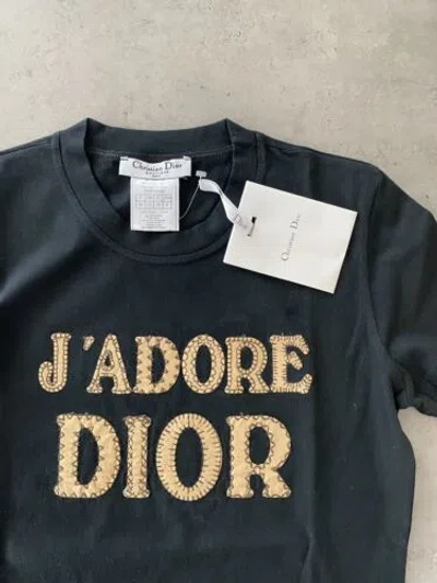 Pre-owned Dior Vintage 2003 Christian  X John Galliano J'adore Logo Patch T-shirt In Black
