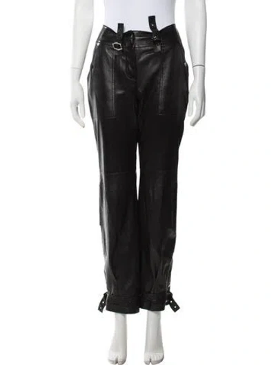 Pre-owned Dior Vintage 2003 Straight Leg Leather Pants In Black