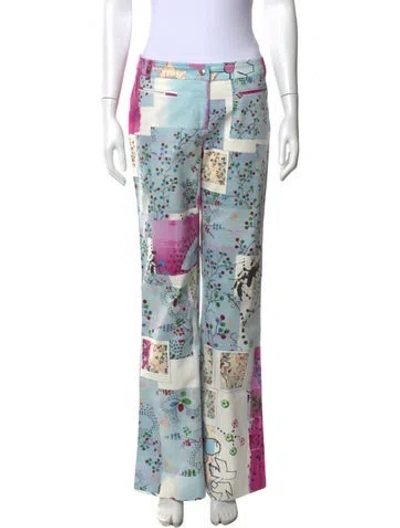 Pre-owned Dior Vintage 2003 Wide Leg Pants In Blue/pink
