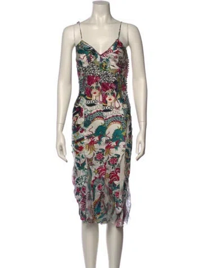 Pre-owned Dior Vintage 2004 'tattoo' Print Midi Length Dress In Multi