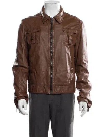 Pre-owned Dior Vintage 2005 Moto Jacket In Brown