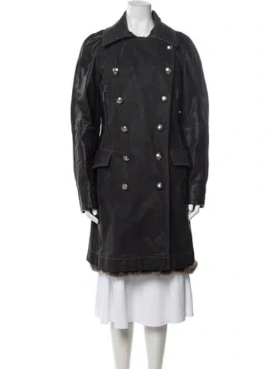Pre-owned Dior Vintage 2006 Rabbit Fur Lined Coat In Black