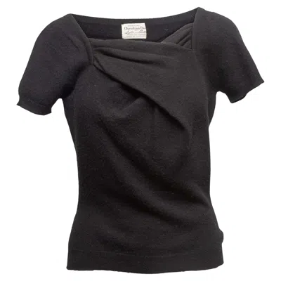 Pre-owned Dior Vintage Black Christian  Cashmere Short Sleeve Top