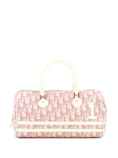 Pre-owned Dior Vintage Boston Bag Issimo Canvas Medium Handbag In Pink