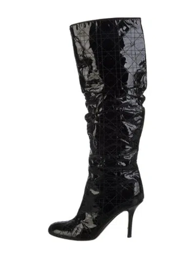 Pre-owned Dior Vintage Cannage Pattern Lace-up Boots In Black