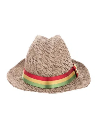 Pre-owned Dior Vintage Canvas Issimo Rasta Trotter Bucket Hat In Neutrals