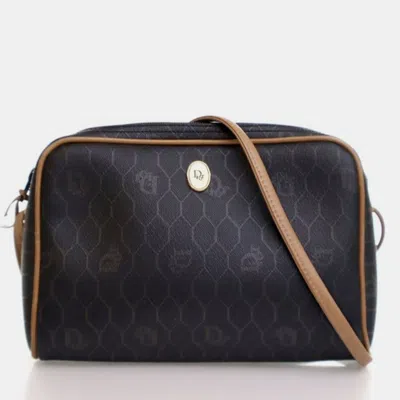 Pre-owned Dior Vintage Canvas Honeycomb Shoulder Bag In Brown