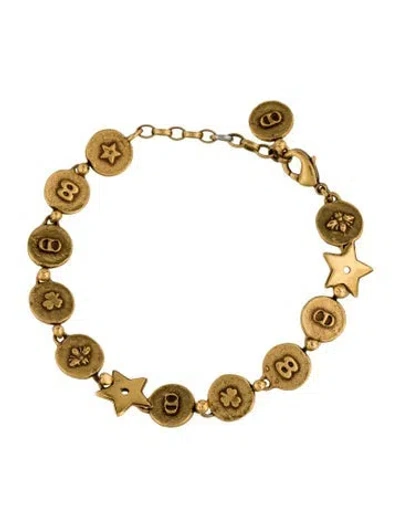 Pre-owned Dior Vintage 'cd' Coin Link Bracelet, 7.5" In Multicolor