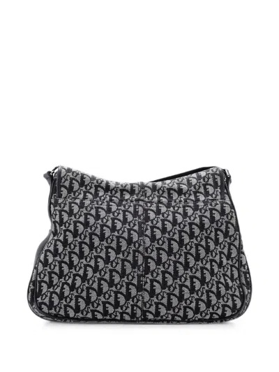 Pre-owned Dior Vintage Cd Flap Messenger Bag Issimo Canvas Large Crossbody Bag In Blue
