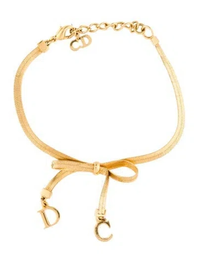 Pre-owned Dior Vintage Cd Ribbon Charm Link Bracelet, 7.5" In Multi