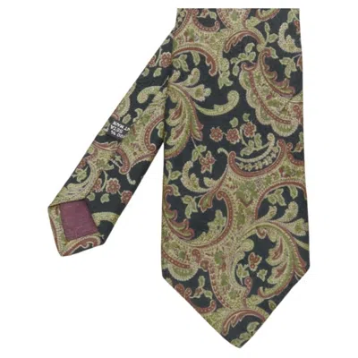Pre-owned Dior Vintage Christian  100% Silk Red Blue Oriental Paisley Print Tie