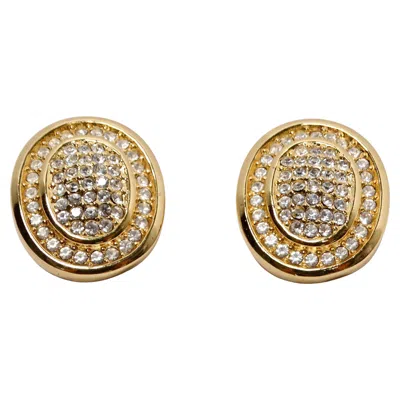 Pre-owned Dior Vintage Christian  14k Gold Plated Rhinestone Clip-on Earrings In Multi