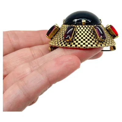 Pre-owned Dior Vintage Christian  Amethyst & Ruby Crystal Sputnik Style Brooch 1963 In Purple