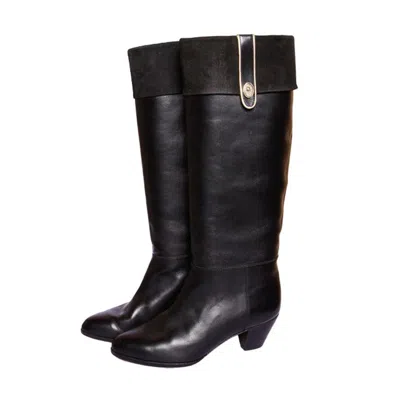 Pre-owned Dior Vintage Christian  Black Leather Riding Boots Size 5