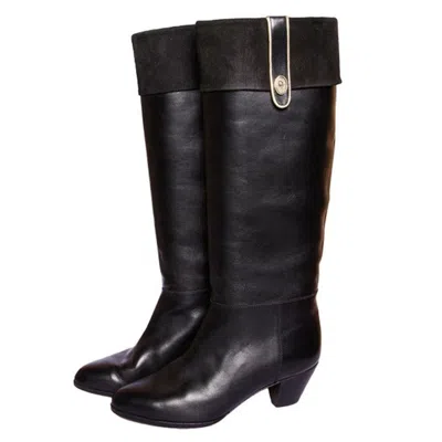 Pre-owned Dior Vintage Christian  Black Leather Riding Boots Size 5