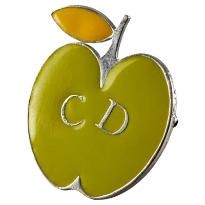 Pre-owned Dior Vintage Christian  Boutique By John Galliano Logo Apple Green Enamel Brooch