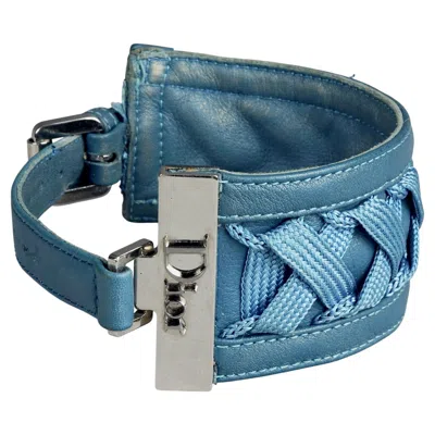 Pre-owned Dior Vintage Christian  By Galliano Y2k Laced Corset Denim Blue Leather Cuff Brac