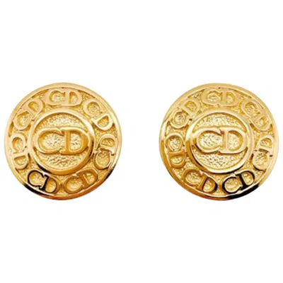 Pre-owned Dior Vintage Christian  Cd Logo Button Earrings 1990s In Multi