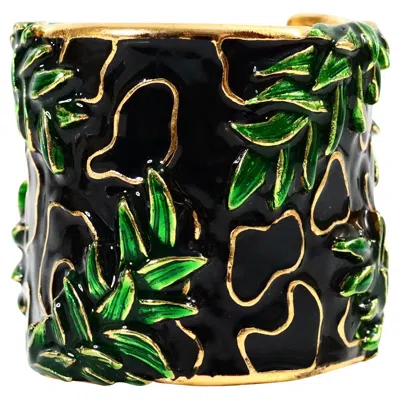 Pre-owned Dior Vintage Christian  Enamel Cuff Bracelet, Bamboo Design, 1990s In Multi